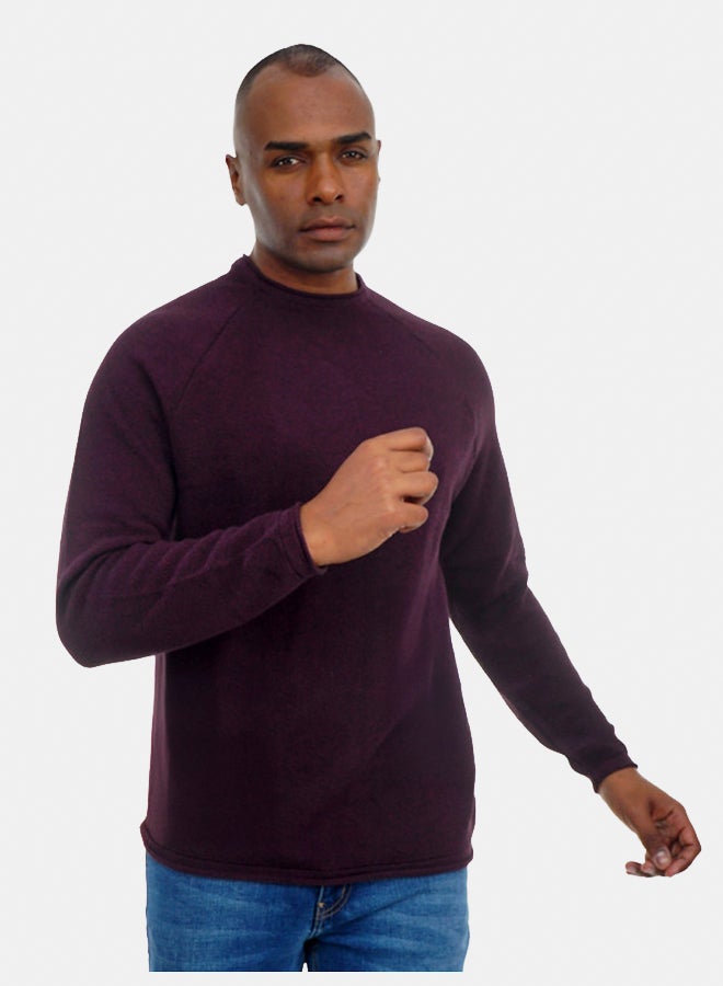 FIRE WOOD Firewood Basic Pullover Round Neck, Long Sleeves For Men- Wine Red - Image 3
